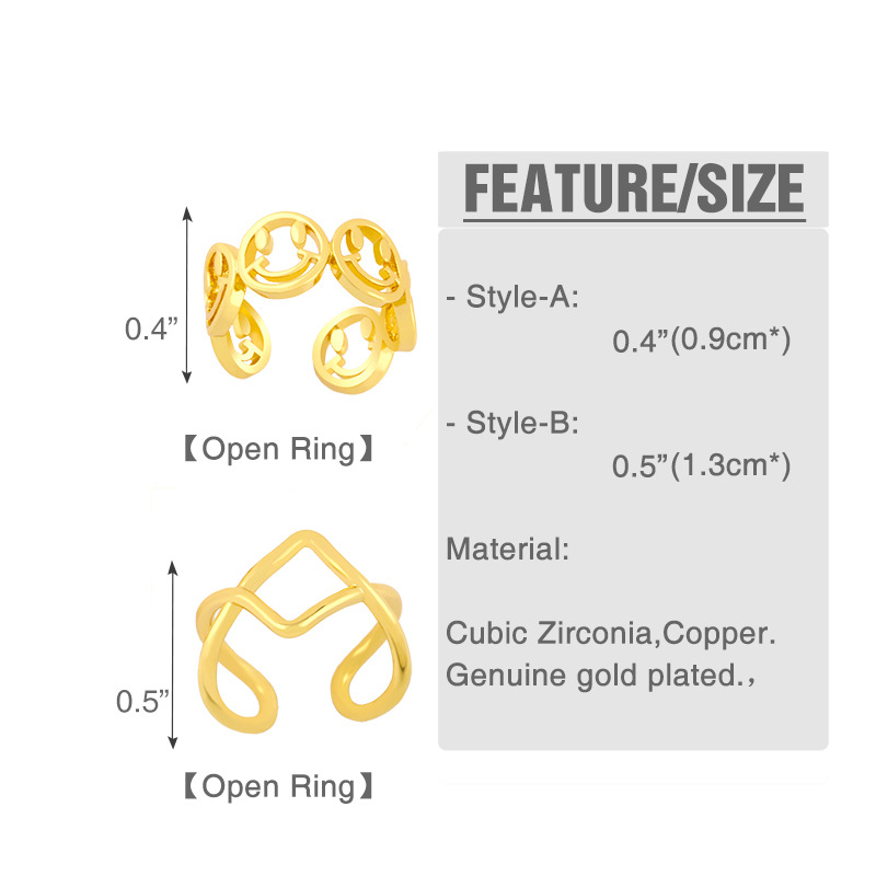 smiley opening smooth ring