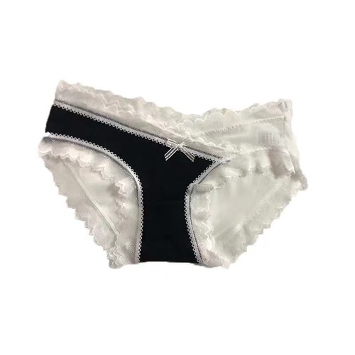 Japanese sexy mesh panties for girls, sweet, breathable, low-waisted, lace-edged, transparent, tempting briefs for women