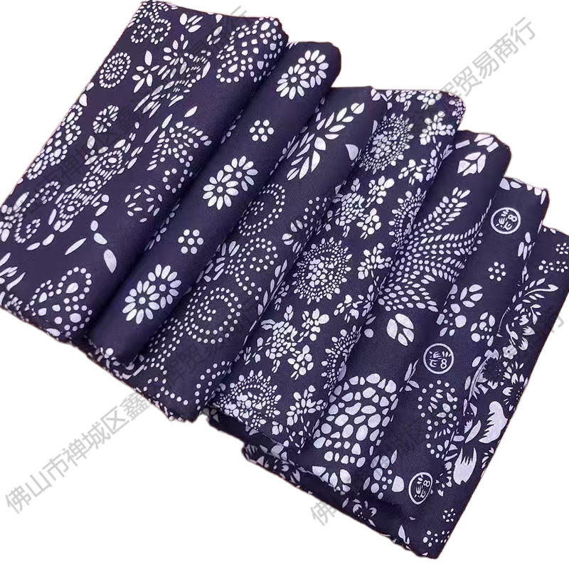 蓝印花布乌镇蓝花布民族风蜡染青花布料碎花桌布处理面料加厚民族