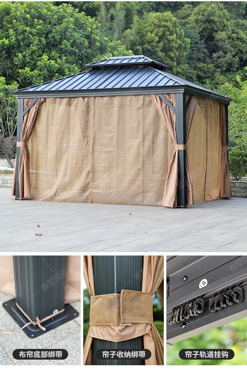 High-End Outdoor Pavilion Garden Terrace Aluminum Alloy Courtyard Leisure New Chinese-Style Pavilion Villa Courtyard Outdoor Sunshade