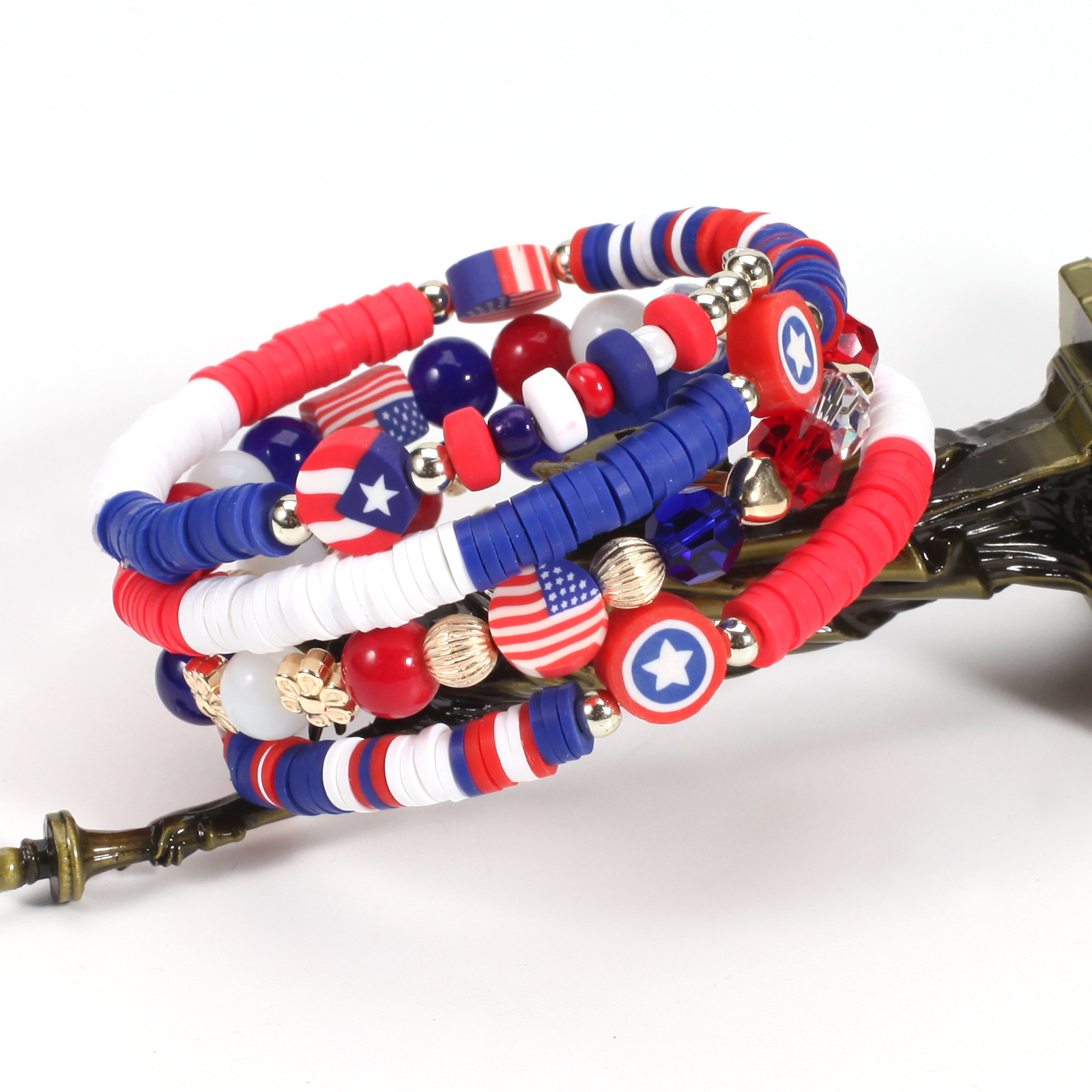 Wholesale Jewelry Classic Style American Flag Soft Clay Beaded Bracelets display picture 5