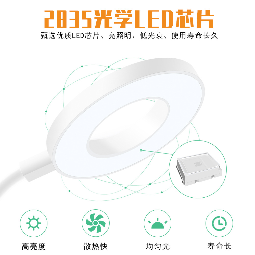 led檯燈USB便攜式觸摸調光夾子燈三色護眼學生夜讀檯燈5v低壓節能