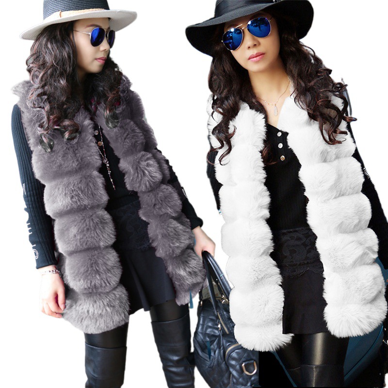 Ready Stock Fur Manufacturer Wholesale Autumn and Winter New Fox Fur Women's Mid-Length Casual Fur Outwear Imitation Fur Vest