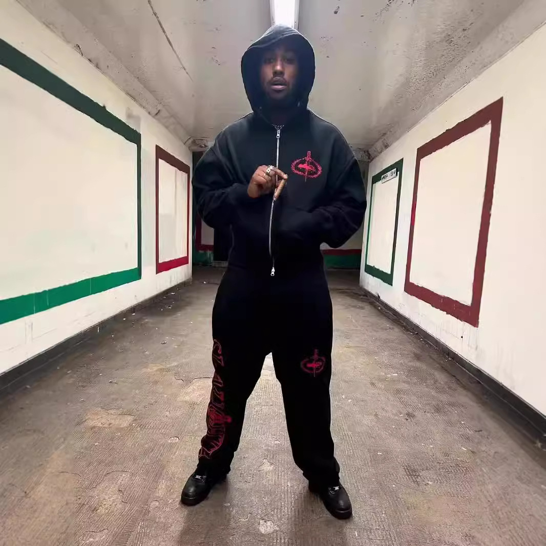 헤비급 고중량 아메리칸 스트리트 힙합 검 프린트 벨벳 후드 티셔츠 남성용 21savage 같은 스타일 재킷