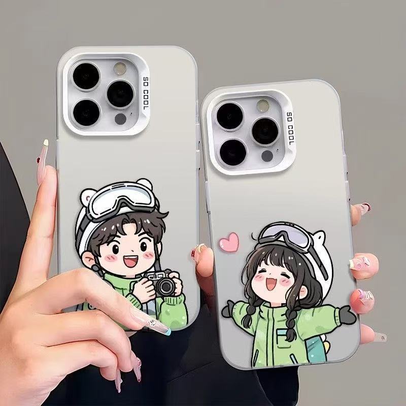 Couple Helmet Suitable for Apple 16Promax Mobile Phone Case Color Silver Iphone15Pro Simple 14 Cute 13128