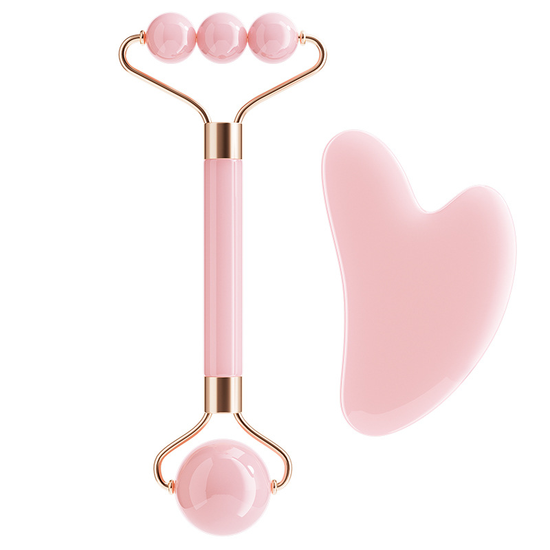 Nuevo rodillo de doble cabeza masaje facial no jade ojo facial levantamiento de masaje apretado conjunto de herramientas de belleza