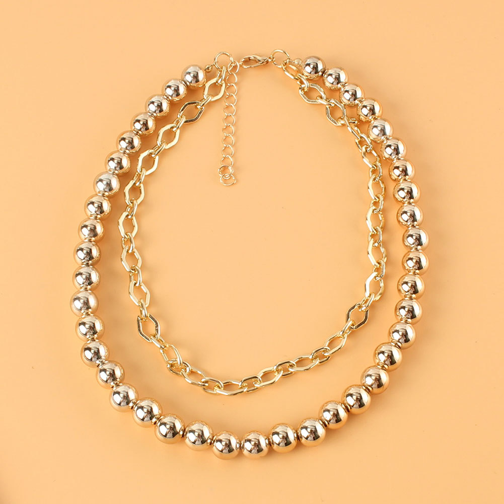 Retro Alloy Round Bead Chain Trendy Necklace display picture 2