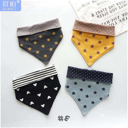 Korean-style Baby Boy's Drool Bibs, Large-Sized Infant Triangle Towels, Double-Sided Kindergarten-Ready Bibs
