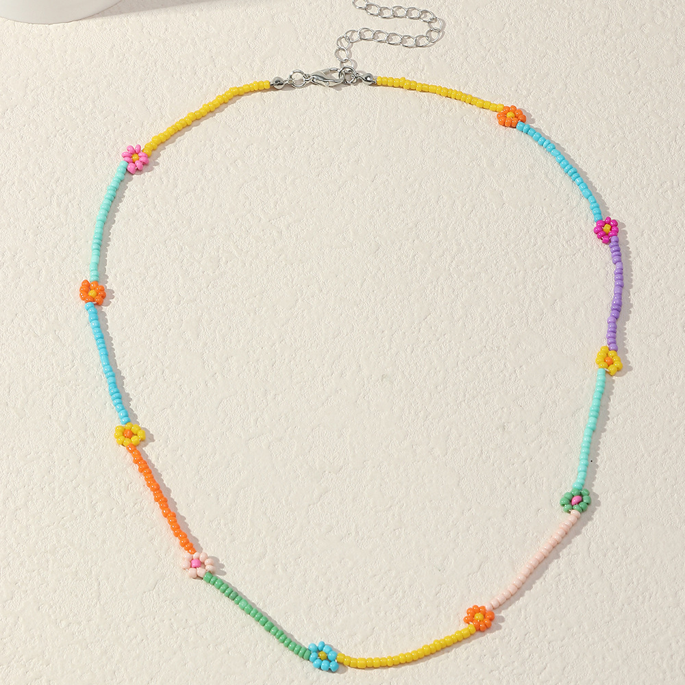 Beads Chain Material Simple Style Daisy Alloy Seed Bead Wholesale Necklace