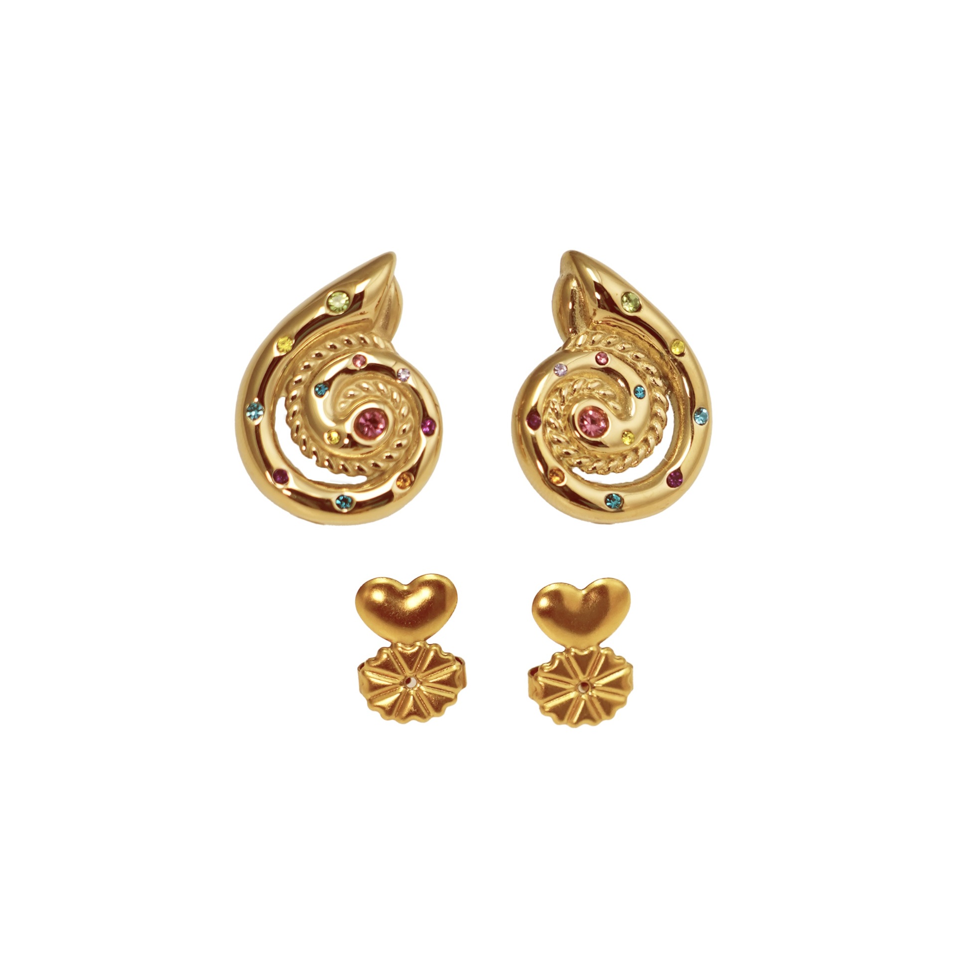 Street Occasion 1 Pair Retro Flower Plating Titanium Steel 18K Gold Plated Ear Studs