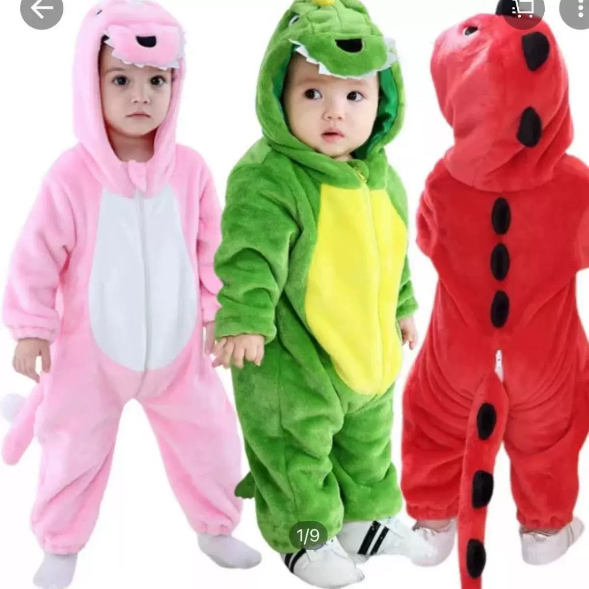 厂家混新款A类法兰绒爬服儿童恐龙睡衣宝宝家居服跨境连身衣爬服