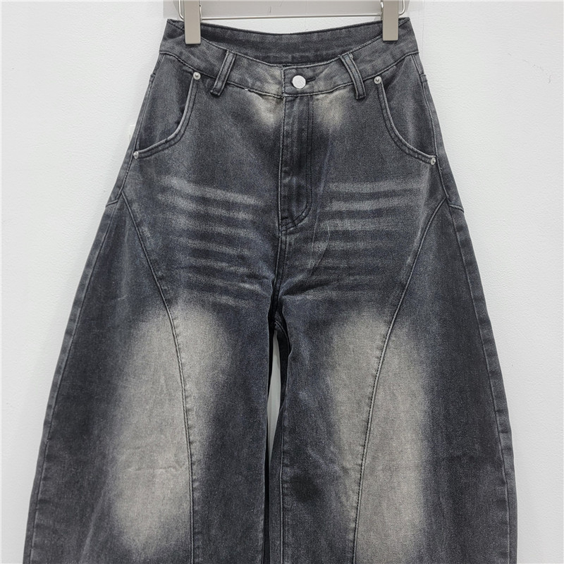 Vintage americano jeans de piernas anchas para mujeres 2026 primavera nuevo suelto pantalones rectos con cuentas de clavado pantalones casuales