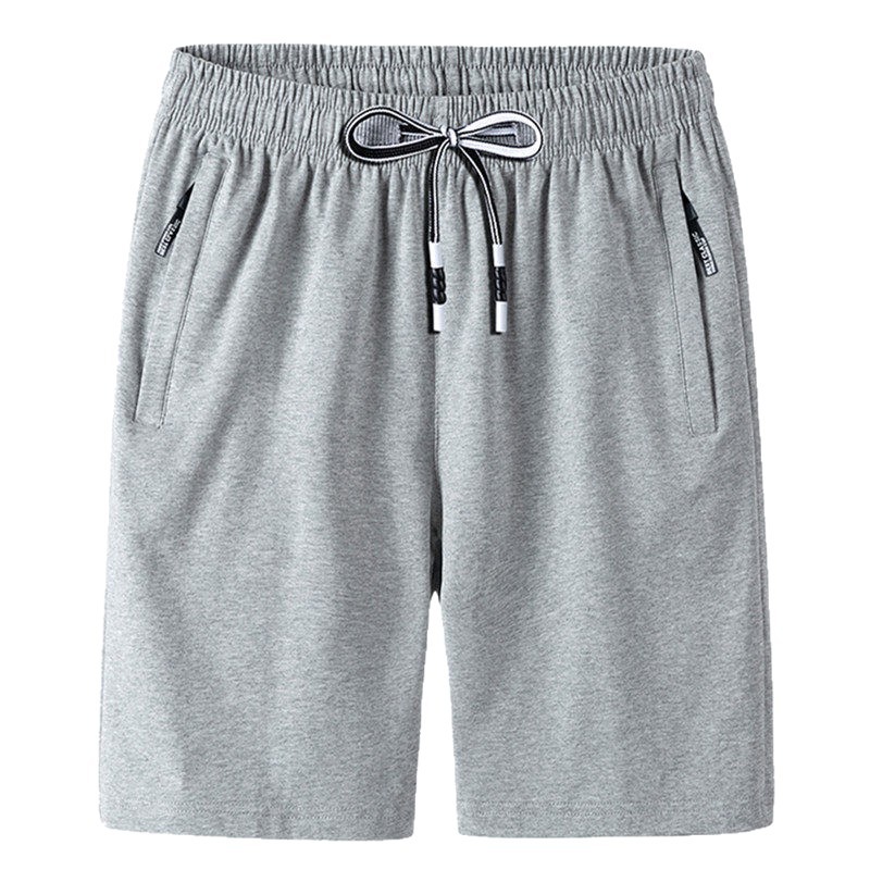 Pantalones casuales de cinco puntos de cordón de gran tamaño de algodón de verano para hombres, pantalones delgados para aumentar el peso de los pantalones cortos deportivos sueltos para hombres gordos