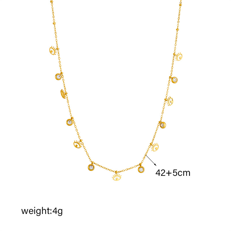 Devil's Eye Pattern All Seasons Season Wholesale Jewelry Simple Style Classic Style Devil's Eye Titanium Steel Plating Multi Charms Necklace Cable Chain