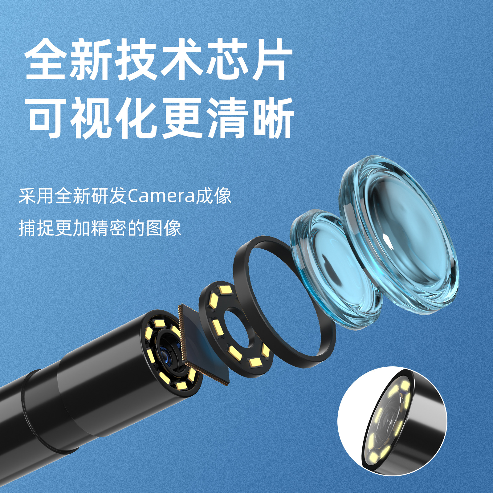 Apple Phone Direct Connection Camera 1080P Dual Interface 2-in-1 Waterproof 3 Megapixel Industrial Endoscope Probe