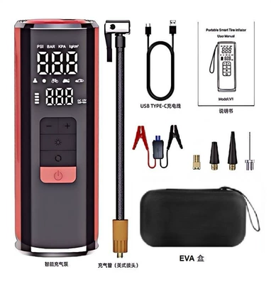 Hava nasosu — Car Air Pump and Power - v1-002-12000mah-smart-clip-eva-box-red