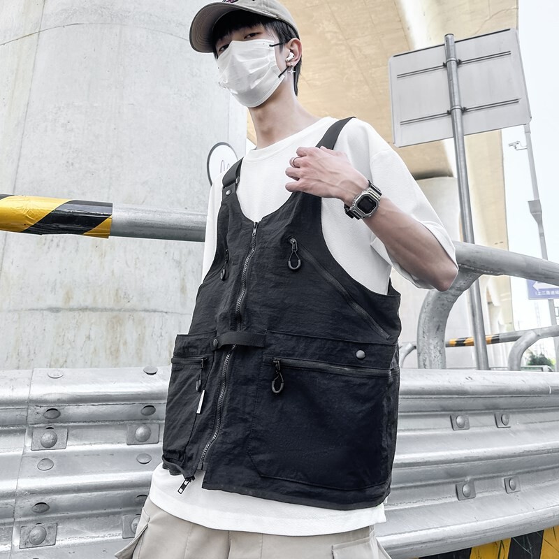 Hong Kong Style Trendy Brand Workwear Dual-Use Crossbody Bag, Personalized Mountain-Style Camping Multi-Pocket Large Capacity Convertible Backpack Vest Bag Hong Kong Style Trendy Brand Workwear Dual-Use Crossbody Bag, Personalized Mountain-Style Camping Multi-Pocket Large Capacity Convertible Backpack Vest Bag