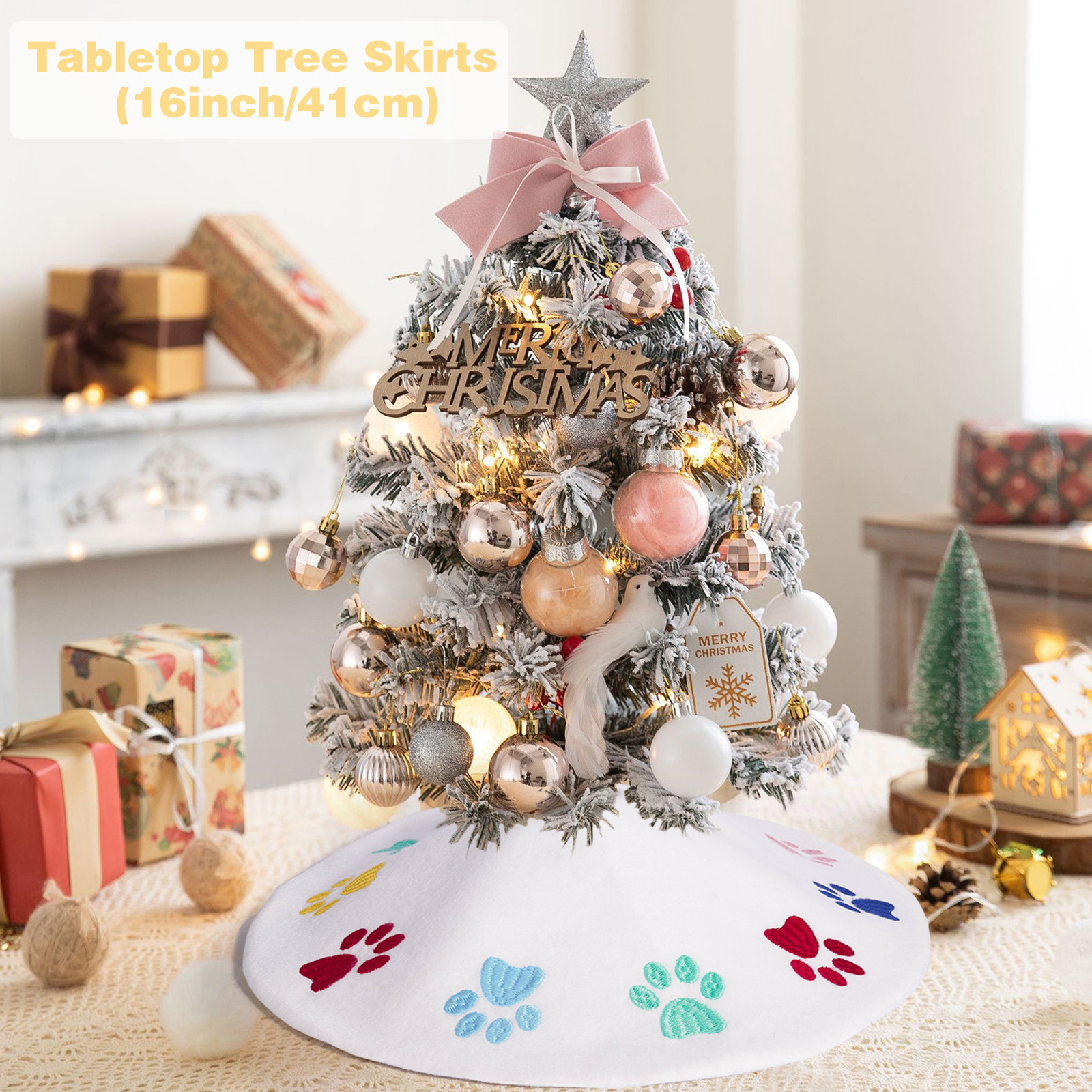 Navidad transfronteriza mini falda de árbol adorable creativa garra de perro delantal navideño vestido decoración de árbol