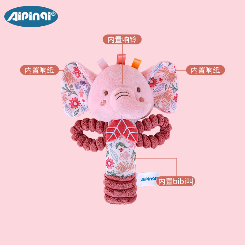 Aipinqi nuevo palo rosa para bebés apaciguando peluche palo de agarre juguetes para bebés 0 - 1 años campana al por mayor
