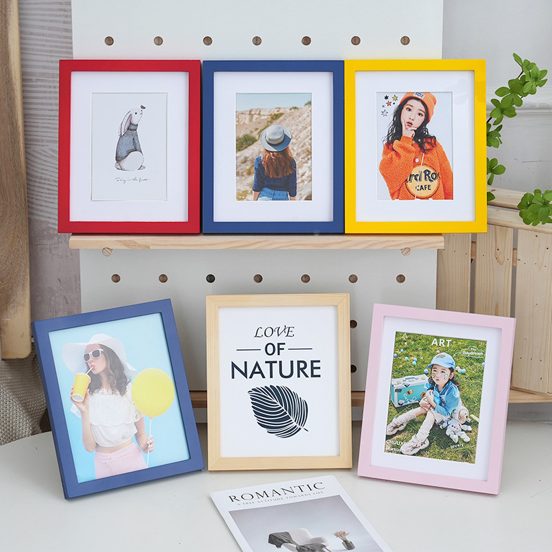 Cross-Border Modern Simple Wooden Photo Frame Table Multi-Color Creative Photo Frame Kidsren's Handmade Works DIY Framed Frame