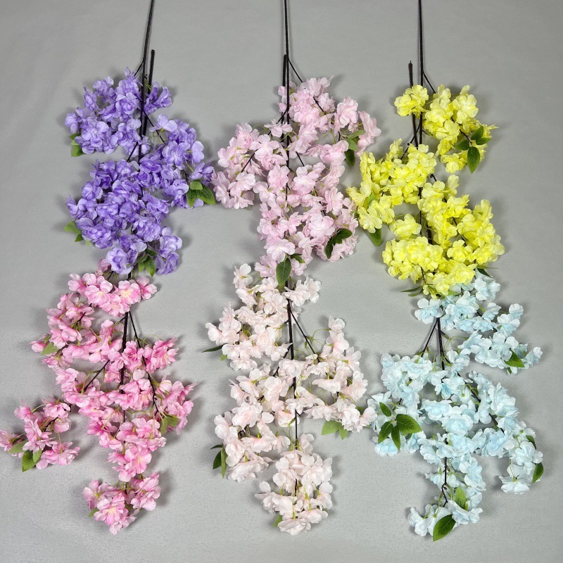 4-Prong Cherry Blossom Encrypted Wedding Pink Multi-Layer Artificial Cherry Blossom Branch Cross-Border Peach Blossom Wholesale Decorative Flower Arrangement