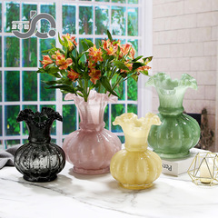 ガラス花瓶中古フェントン瑠璃緑創意室内デスクトップ水養生け花リビング装飾花器置物
