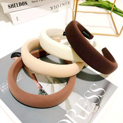 時尚簡約寬邊復古發箍海綿高顱頂光板頭扣女洗臉壓發束髮法式頭箍