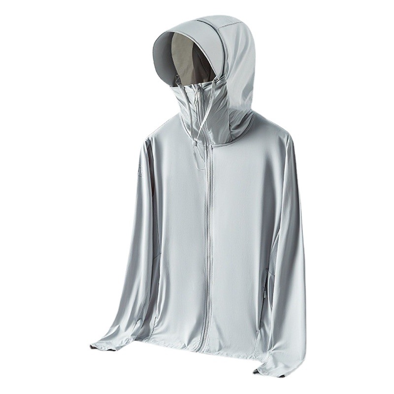 New Sunscreen Clothing Women's Ice Silk Anti-UV Jacket Men's Removable Hat Sunscreen Clothing Outdoor plus size Skin Clothing