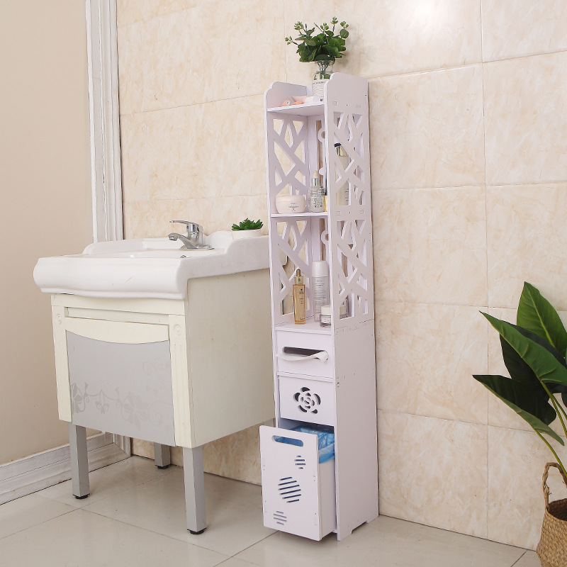 Estante de baño tipo piso de inodoro estante de almacenamiento inodoro inodoro estante de almacenamiento inodoro gabinete de almacenamiento sin perforación