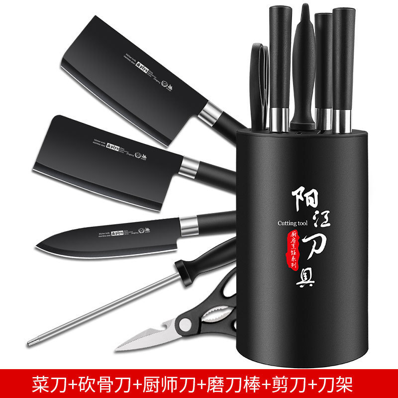 Cuchillo de acero inoxidable conjunto de seis piezas set de cocina negro regalo cuchillo de cocina combinación de cuchillo de cocina cuchillo de cocina