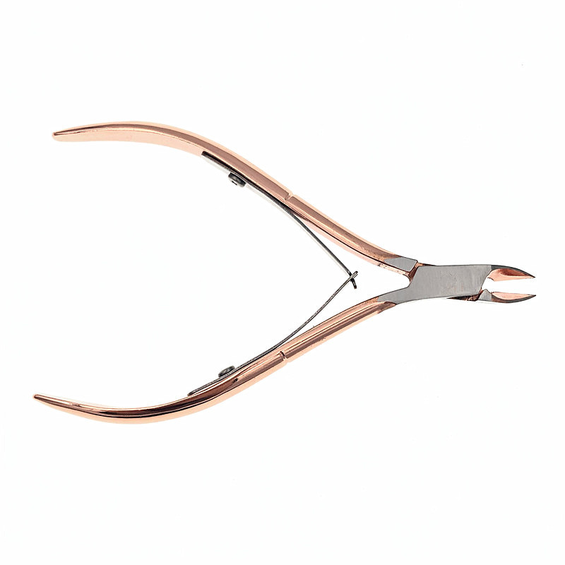 Exfoliating golden nail scissors stainless steel contains rose