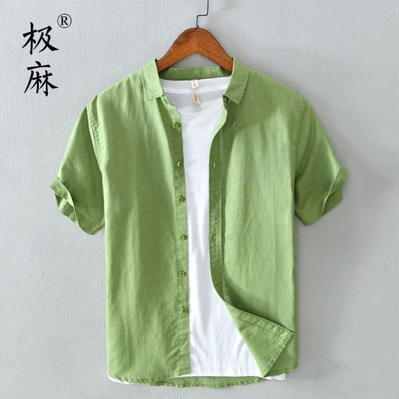 New Japanese Style Fresh Style Short-sleeved Cotton and Linen Shirt Men's Casual Summer Loose Artistic Youth Linen Shirt