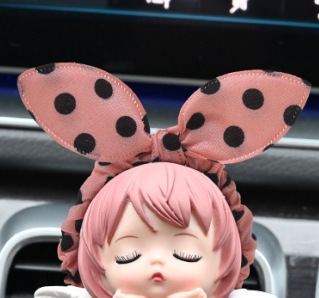 Creative Car Ornaments Cute Annie Head Rope Accessories Car Decoration Cartoon Air Outlet Car Clip Air Outlet
