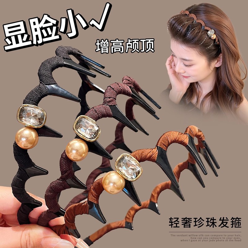 水钻高颅顶发箍女款日常外戴高级感洋气时尚头箍洗脸压发发卡头饰|undefined