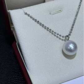 天然淡水珍珠吊坠13-14mm正圆微瑕纯银链配礼盒时尚百搭