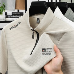 若者と中年男性向けの夏用半袖Tシャツ、カジュアルなラウンドネックの薄いTシャツ、通気性と多用途性、スポーツ紳士服、簡単に発電できます。