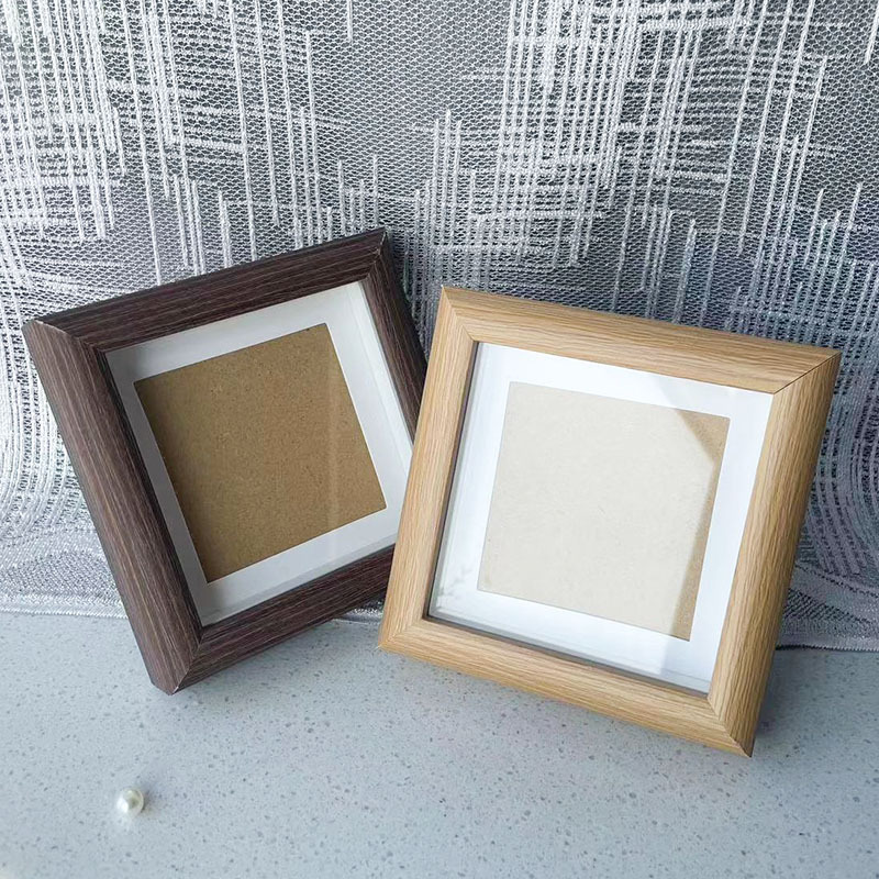 Wooden Hollow Photo Frame Stand Mini 4inch Square Picture Frame DIY Handmade Beach-Themed Picture Frame Decoration Oil Pastel Frame