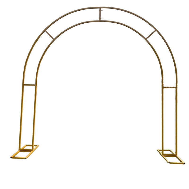 Nuevos apoyos de la boda arco de hierro de doble Polo arco al aire libre boda escena celebración arreglo seda flor estante
