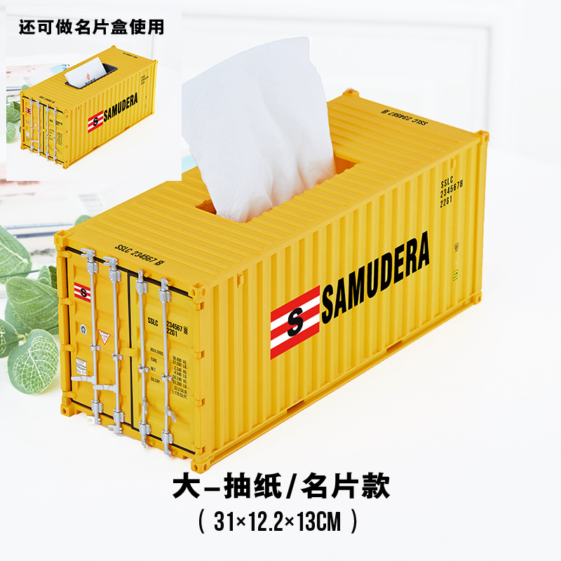 Modelo de contenedor de logística portuaria, juguete con logotipo, patrón de color, transporte de mercancías, regalo de escritorio, adorno, caja de almacenamiento para pañuelos