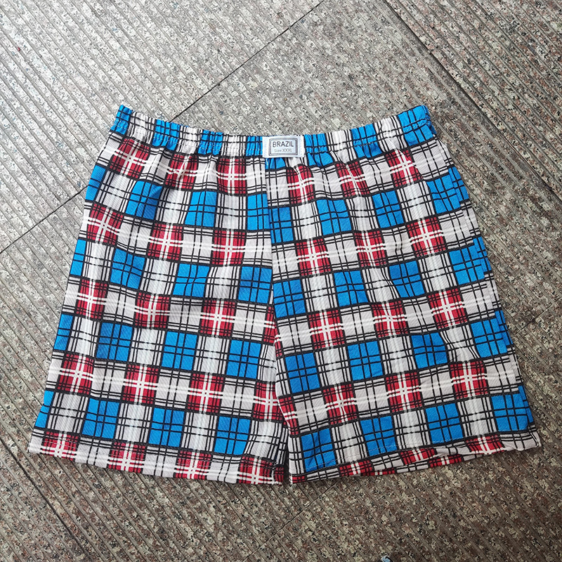 Plaid Arlo Pants Men's Knitted Cotton Boxer Plus Size Youth Boxer Underwear Sleeping Shorts Fashionable Men's Beach Pants