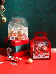 新しいクリスマス手提げ箱クッキー牛圧延糖小プレゼント箱サンタクロース透明手提げギフト箱
