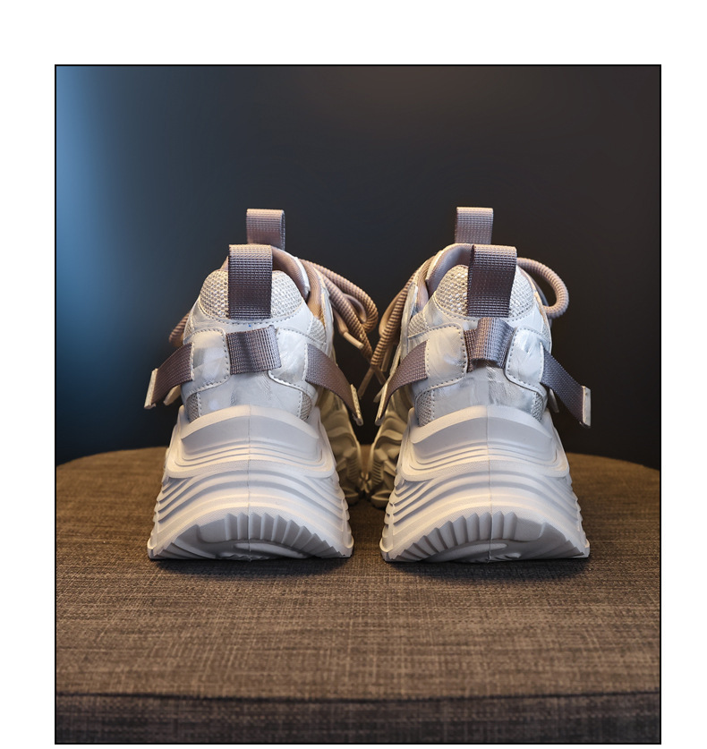 Giày sneaker nữ đế dày tăng chiều cao, lưới thoáng khí, phong cách thể thao — màu be chi tiết 20