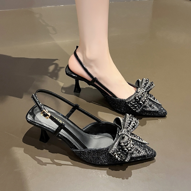 2024, nuevo arco de arco sandalias para mujeres primavera y verano punta sexy tacones delgados zapatos de mujer image 8