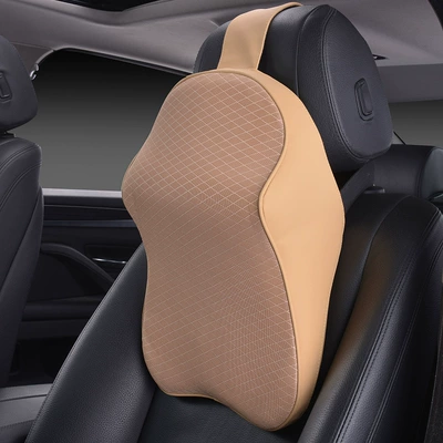 Cross-border direct selling car headrest Headrest - beige-1-piece-of-mesh-headrest