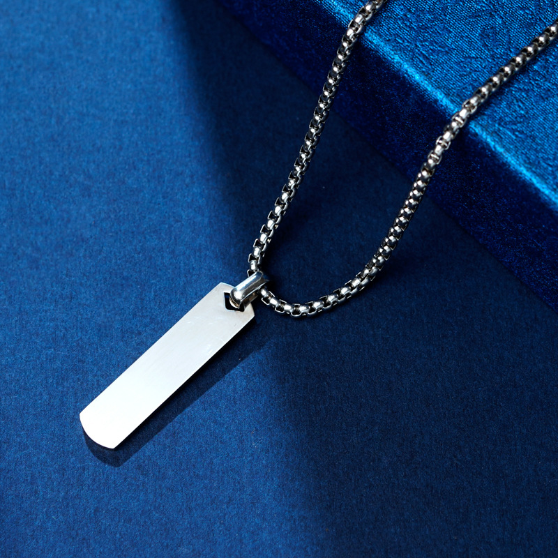 Minimalist Stainless Steel Necklace For Men With Lettering Pendant_voghion.com