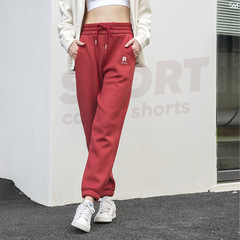 秋冬外穿戶外新款加絨拉繩束腳純色運動男女休閒衛褲百搭九分長褲