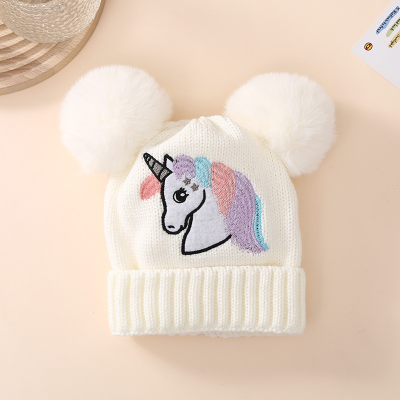 Girl's Basic Unicorn Embroidery Wool Cap display picture 5