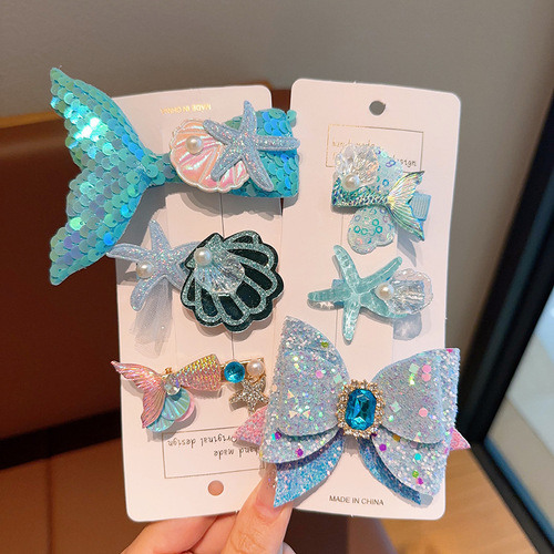 Princess Elsa Hair Accessories Children Frozen Hair Clip Girls Baby Elsa Butterfly Bow Headband Ice Blue Hair Pin