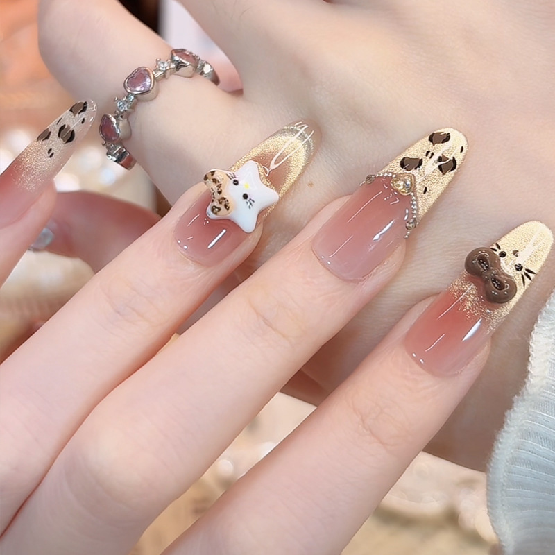 Tiktok Trending Wearable Nails, Sweet and Cute, High-End, Pure and Desirable, Handmade Nail Art, Wearable Nail Tips, Fake Nails Wholesale
