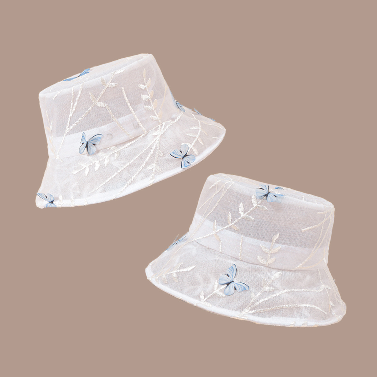 Fashion Butterfly Net Yarn Breathable Sunshade Fisherman Hat display picture 2